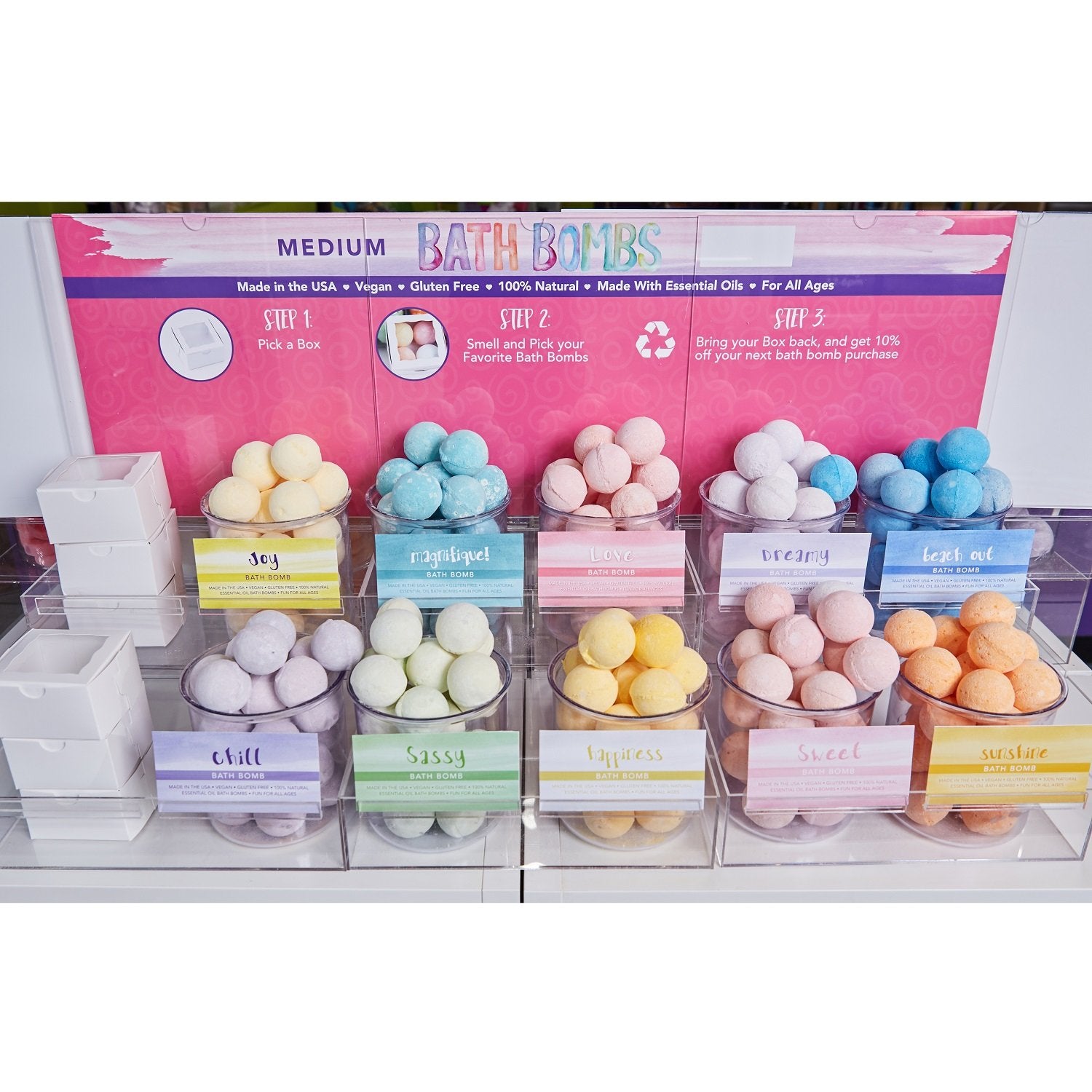 Medium Bath Bomb 10 Scent Starter Set with Display